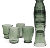 Set of 4 green glass tumblers with textured designs