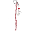 Pink keyring bag charm with a metal clip, decorated with a white dog and red strawberry.