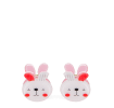 Set of two mini rabbit-shaped hair claw clips with white faces and pink ear details.