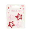 Red and pink star hair clips on display card.