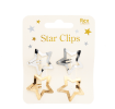 Gold and silver star hair clips on display card.