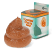 Squishy stress poo toy beside retail box