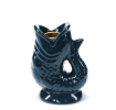 Blue ceramic fish-shaped candleholder
