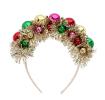 Festive tinsel party headband decorated with colourful jingle bells .