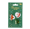 Set of three Christmas hair clips featuring a Santa, reindeer and Christmas tree design on retail packaging.
