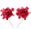 Red party headband with tinsel pom-poms and star decorations.
