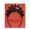Black glitter spiderweb headband with a gold spider decoration on Halloween-themed packaging.