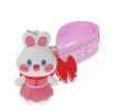 Bunny bag charm with pink outfit, silicone wrist strap and bow detail