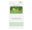 Pack of four reusable glass drinking straws with fruit toppers and cleaning brush 