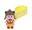 Strawberry girl bag charm with yellow polka dot skirt, silicone wrist strap and keyring