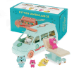 Toy kitten ambulance playset with ambulance, stretcher, three cat figures and retail box.