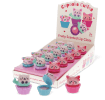 Cupcake-shaped fruity scented lip gloss pots with bear, cat mermaid and pink cat designs