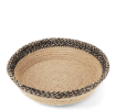 Conical jute bowl in natural and black.