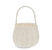 Natural wicker basket in white with twisted handle for storage