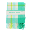 Green, white, lime green and tea check blanket.