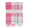 check pattern in pink, white and teal blanket