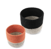 Set of two jute storage baskets in black and orange.