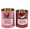 Set of two retro-style storage tins with poultry seasoning and goose pâté designs