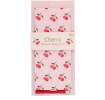 Cherry print magnetic shopping list notepad with matching pencil and pink backing board