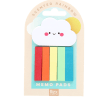Rainbow memo pads with cloud and six colourful sticky note tabs.