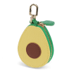 Avocado-shaped coin purse with zip closure and keychain attachment.