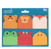Animal-themed sticky notes set with tiger, lion, fox, frog, crab and chick