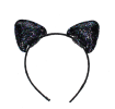 Black glitter cat ears headband