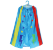Children's blue superhero cape with colourful stars, lightning bolts 