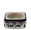 Square ceramic tealight holder with black zigzag pattern
