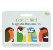 Garden bird magnetic bookmarks set featuring four colourful bird designs
