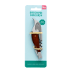 Bird-shaped stainless steel corkscrew with foil cutter and wooden handle in retail packaging.
