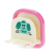 Children's dog-themed toothbrush holder with pink backing