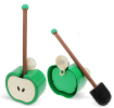Green apple-shaped wall-mounted toilet brush with holder and black bristle head