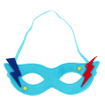 Blue superhero eye mask with lightning bolt accents, star details and strap
