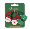Set of four Christmas hairbands featuring Santa faces and glitter Christmas trees