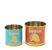 Decorative storage tins featuring vintage-style mango illustrations