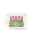 Rectangular trinket tray featuring a stylised pink and green retro floral design.