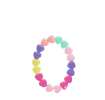 Heart-bead bracelet with colourful heart-shaped beads in pink, purple, yellow and turquoise.