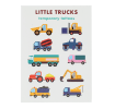 Children's temporary tattoos featuring colourful trucks, construction vehicles and machinery.