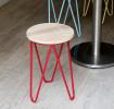 Red Fifties Style Wooden Stool