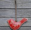 Rustic Large Red Bird Decoration
