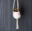 Small Baby Pink Dipped Macrame Plant Pot