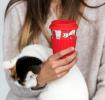 White Cat Bamboo Travel Mug