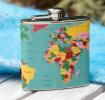 World Map Hip Flask