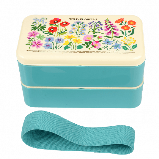 Wild Flowers adult bento box with elastic strap removed