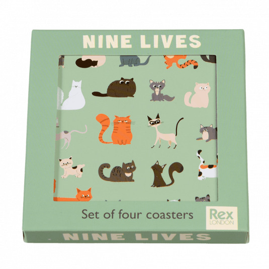 Nine Lives coasters (set of 4) in box
