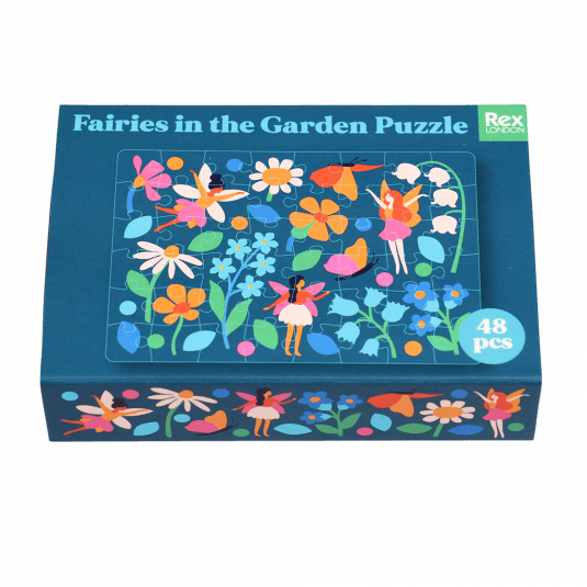 Fairies in the Garden puzzle matchbox style box
