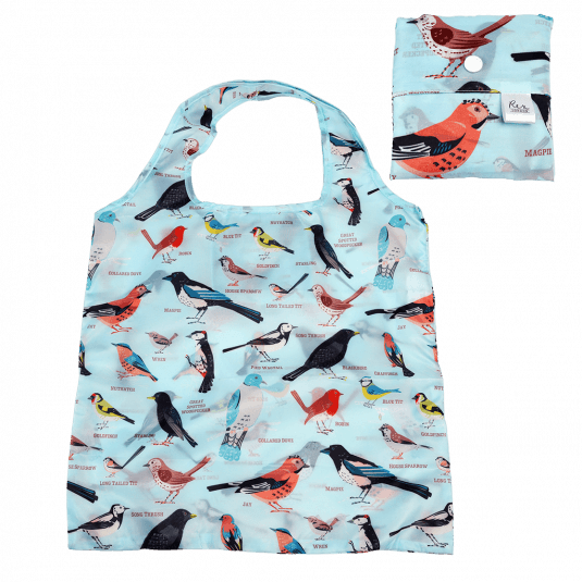 garden birds recycled and reusable foldaway shopper bag