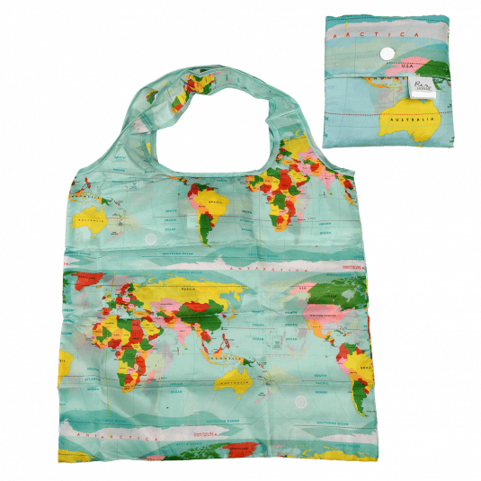 World Map Recycled Foldaway Shopper Bag