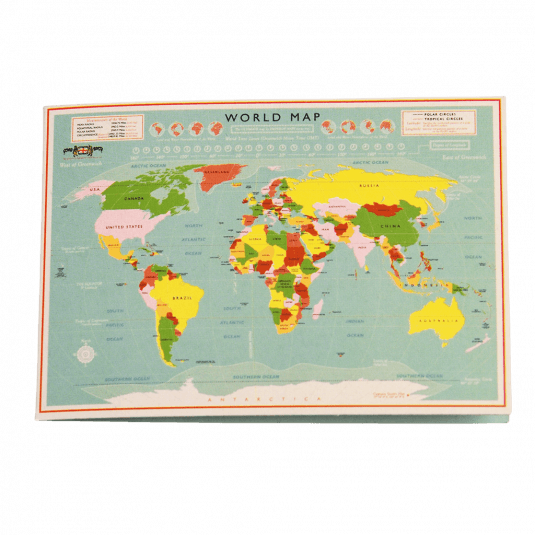 Shirt repair kit card sleeve with vintage style world map print